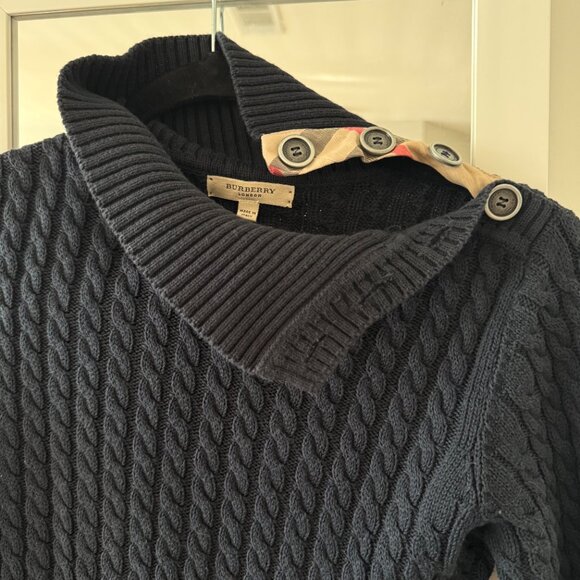 Burberry London Cable Knit Wool Sweater Top Size: XS Color: Navy - Picture 2 of 4